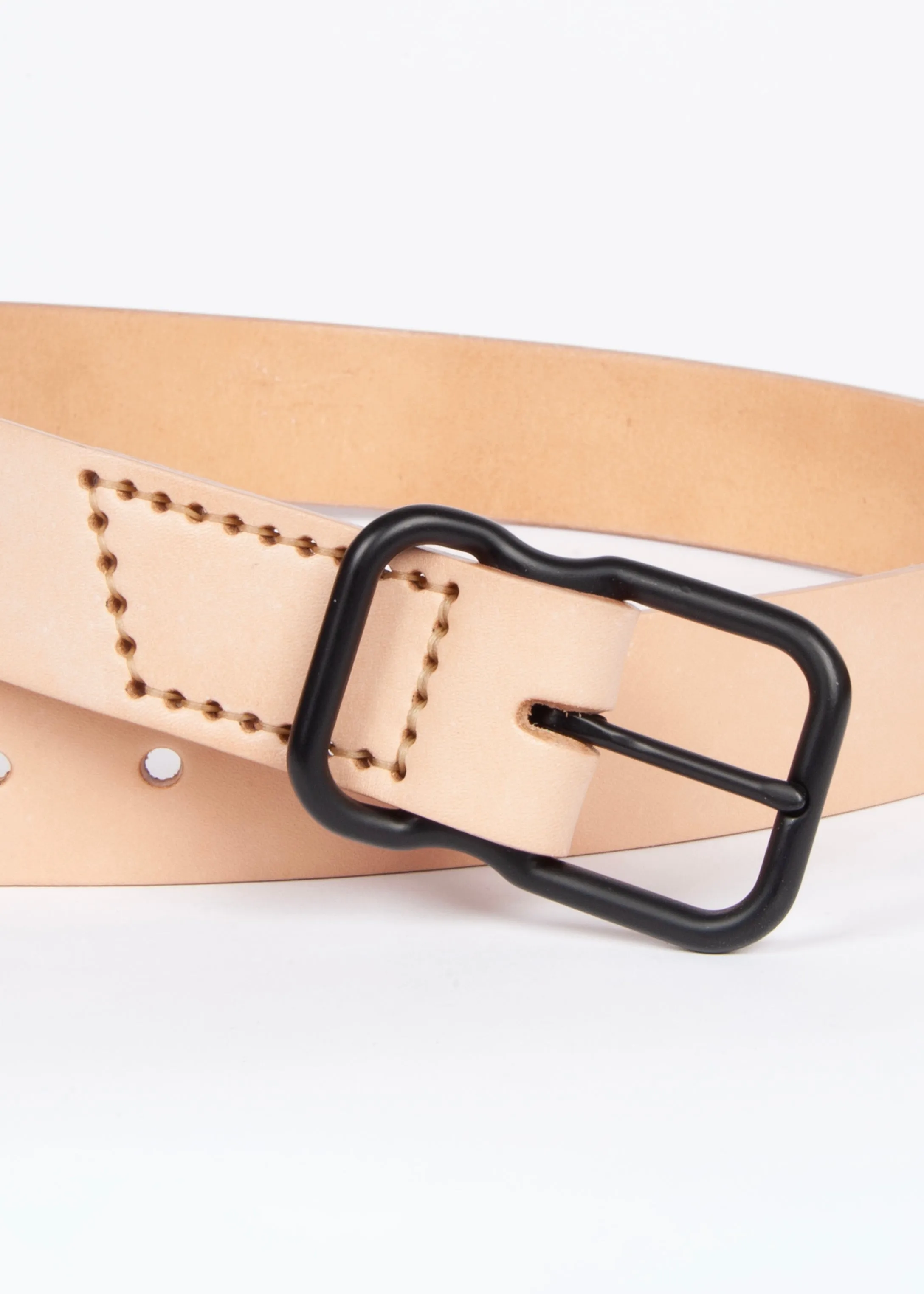 112 Signature Leather Belt - Natural Veg Tan - Black