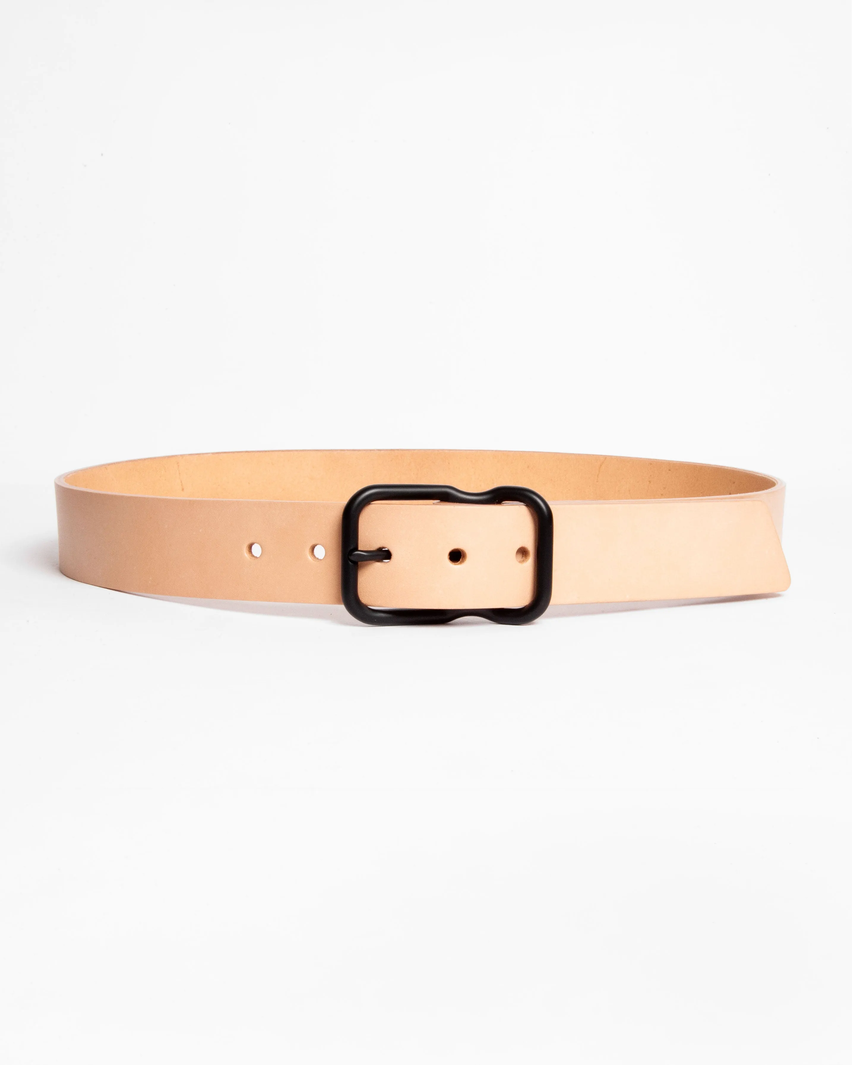 112 Signature Leather Belt - Natural Veg Tan - Black