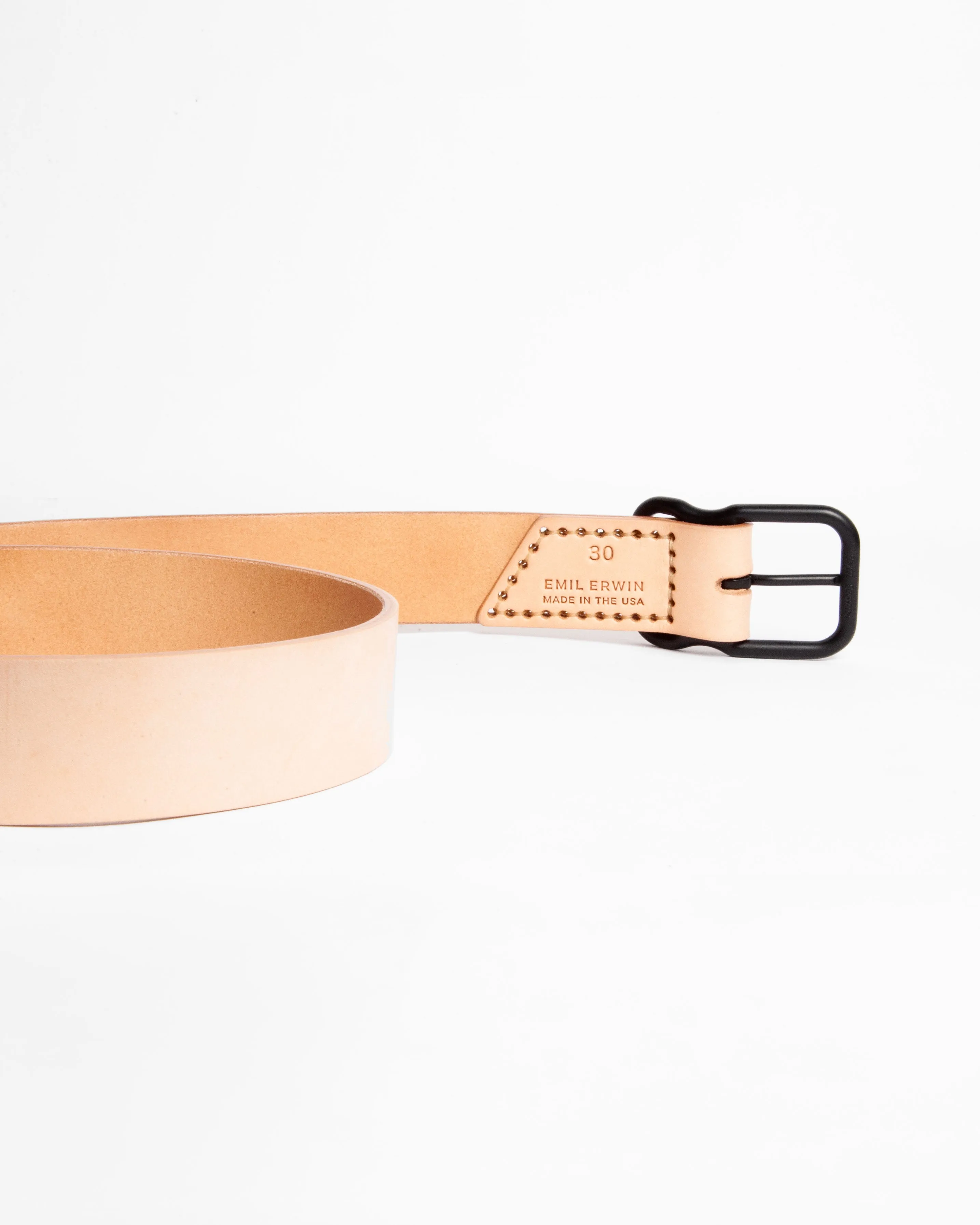 112 Signature Leather Belt - Natural Veg Tan - Black