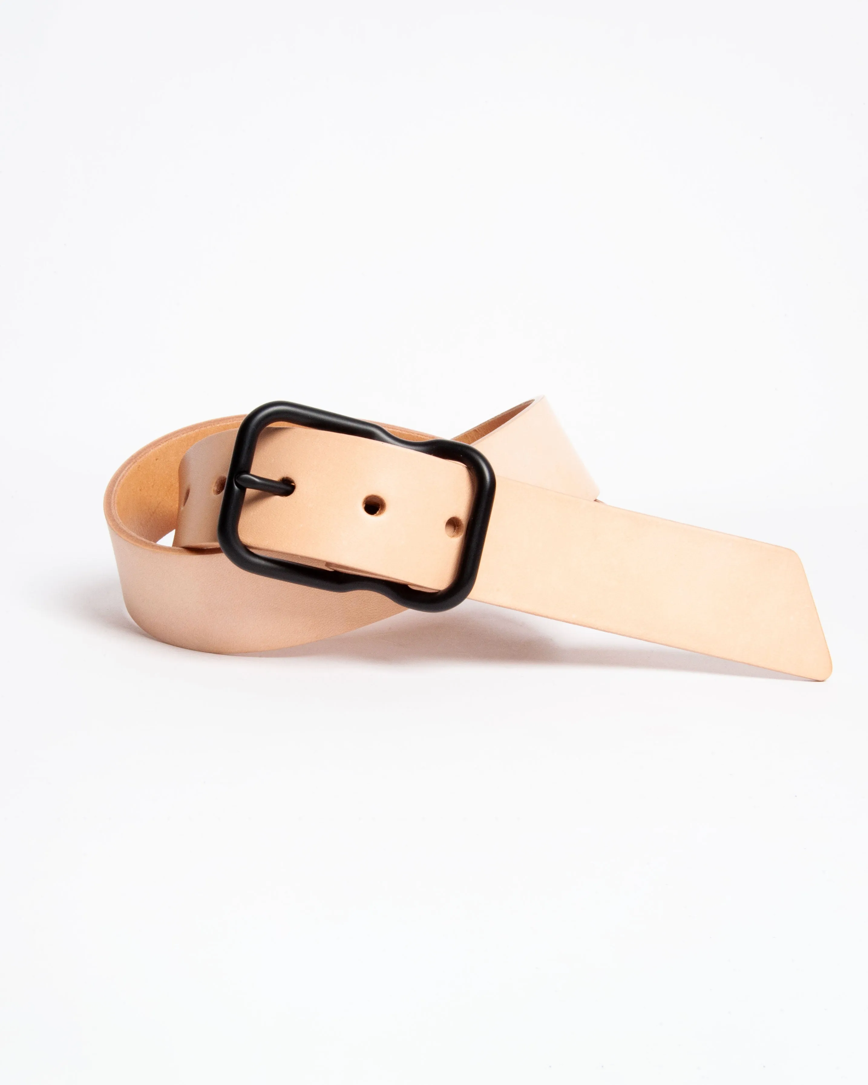 112 Signature Leather Belt - Natural Veg Tan - Black