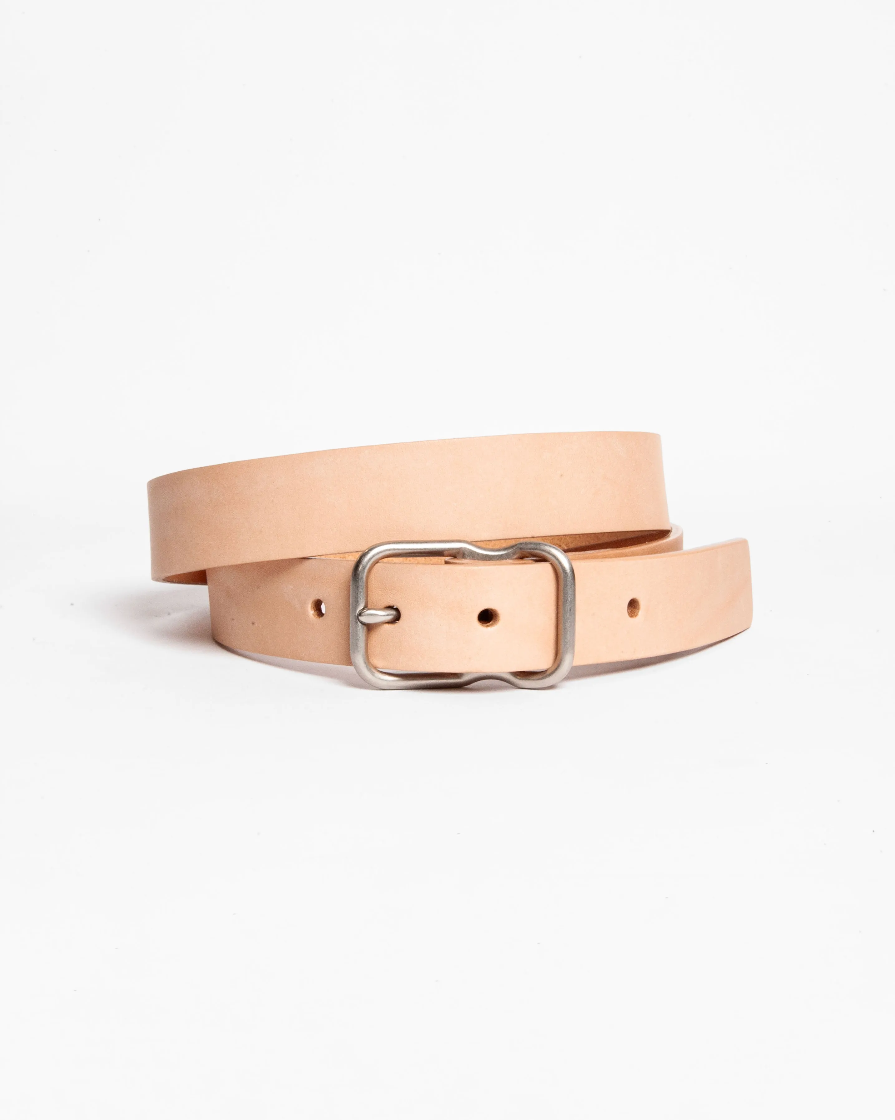 118 Signature Leather Belt - Narrow - Natural - Nickel