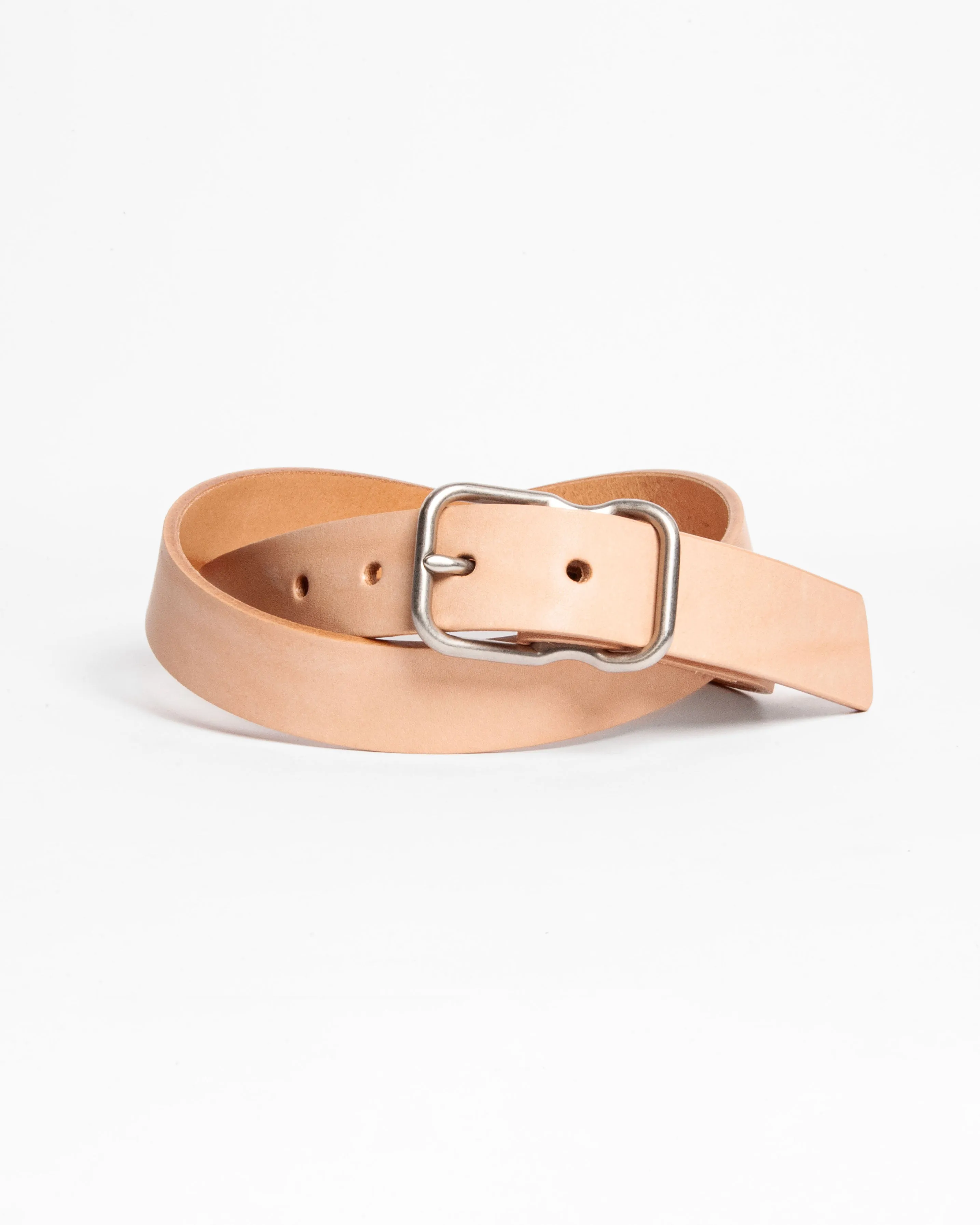 118 Signature Leather Belt - Narrow - Natural - Nickel