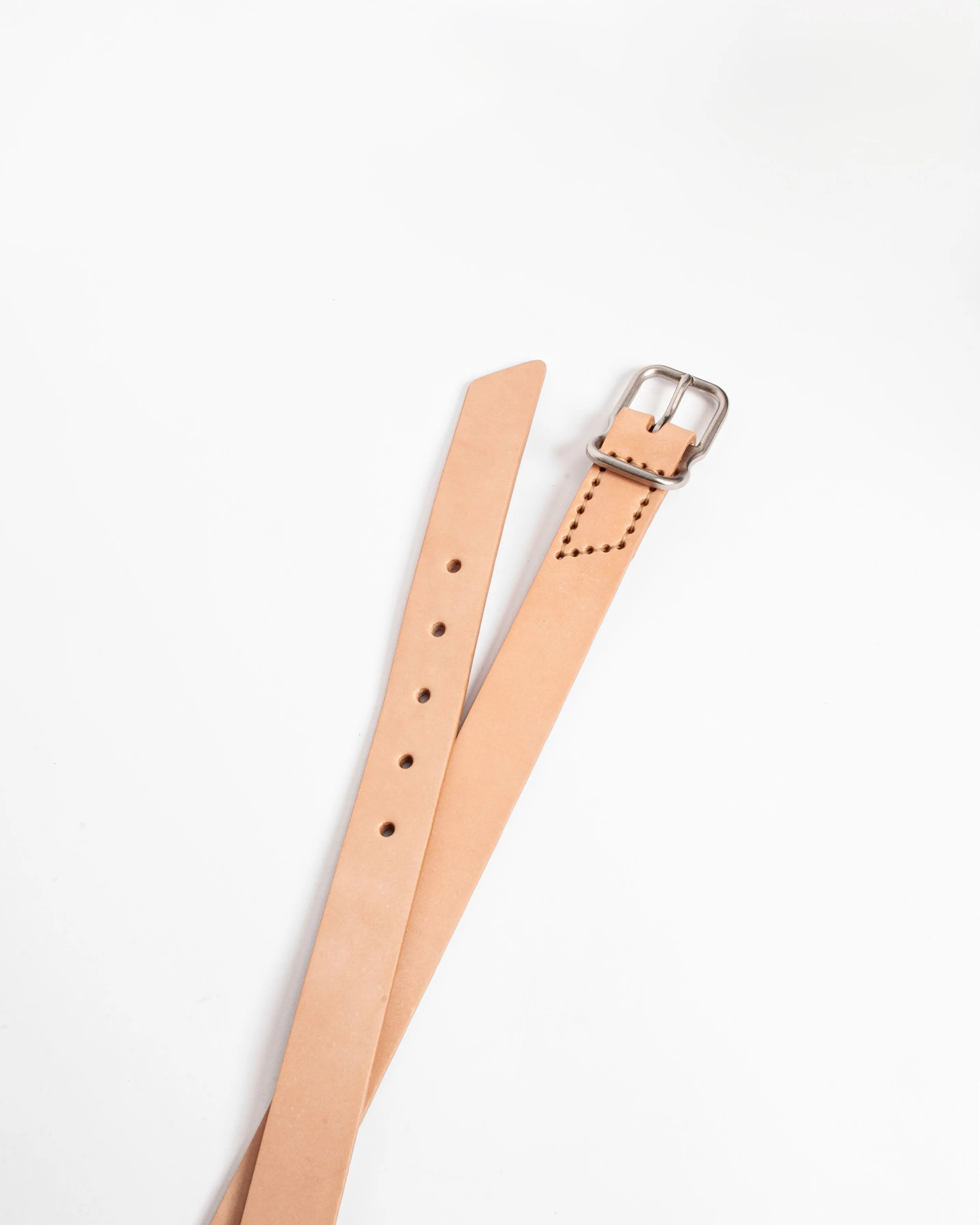 118 Signature Leather Belt - Narrow - Natural - Nickel