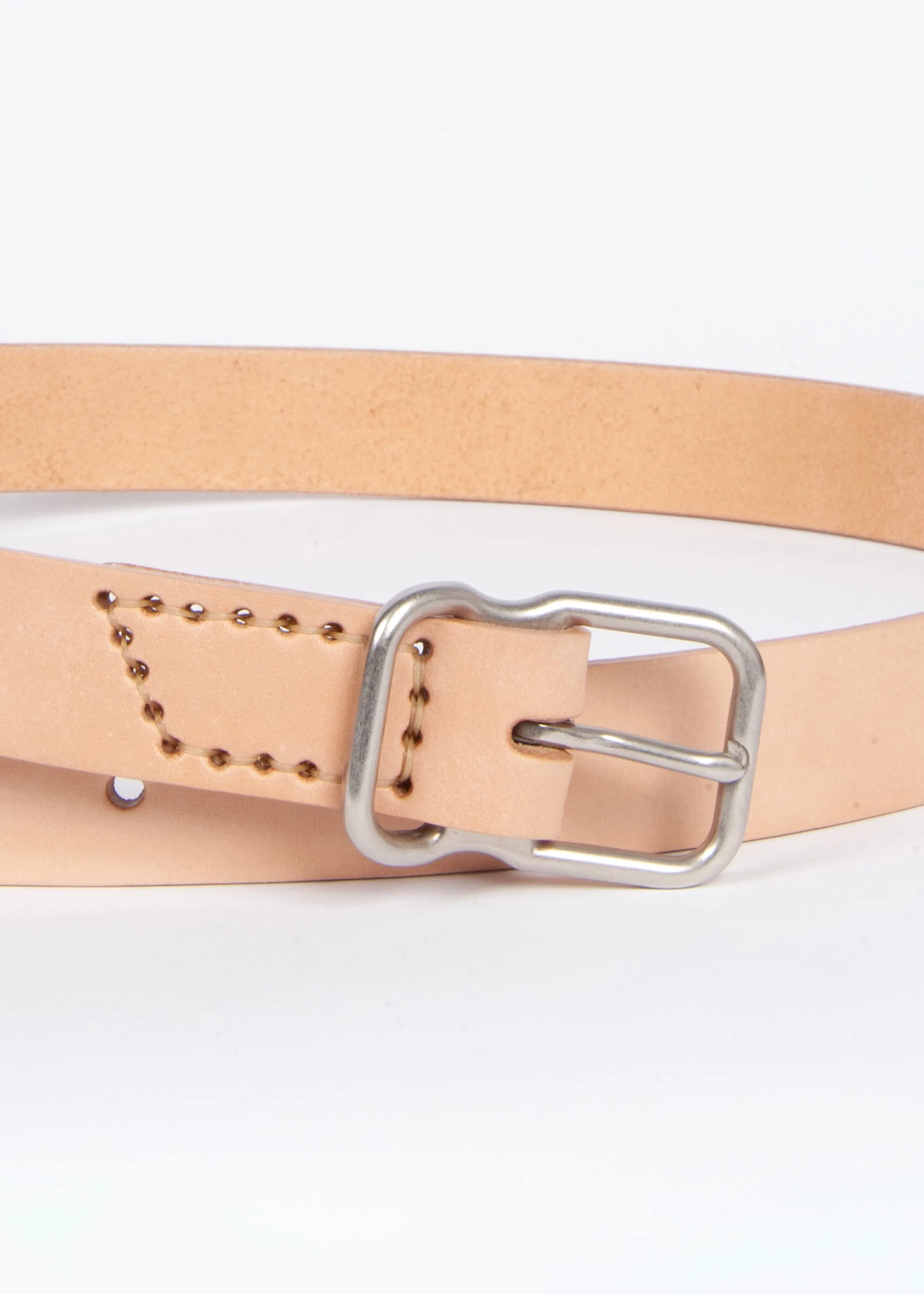 118 Signature Leather Belt - Narrow - Natural - Nickel