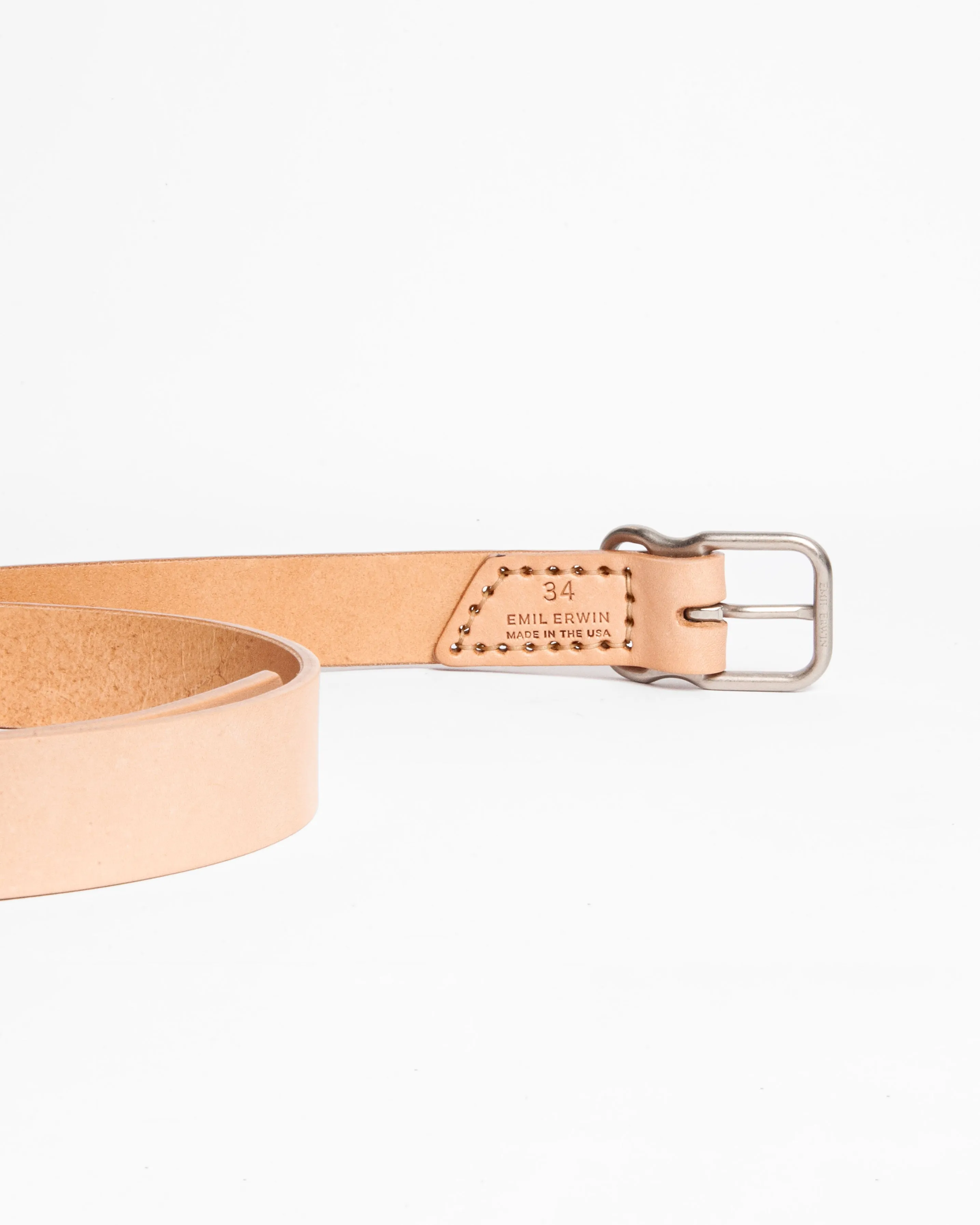 118 Signature Leather Belt - Narrow - Natural - Nickel