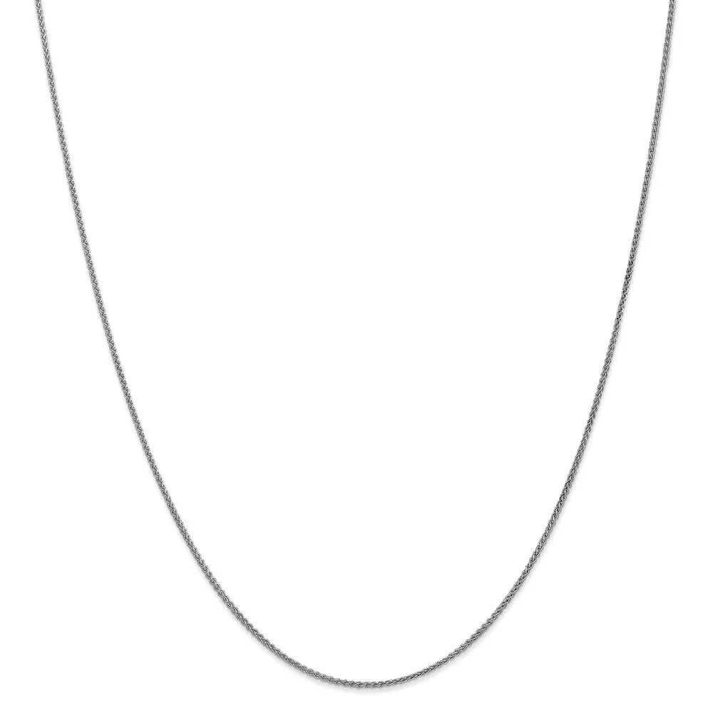 1.2mm 14k White Gold Solid Wheat Chain Necklace