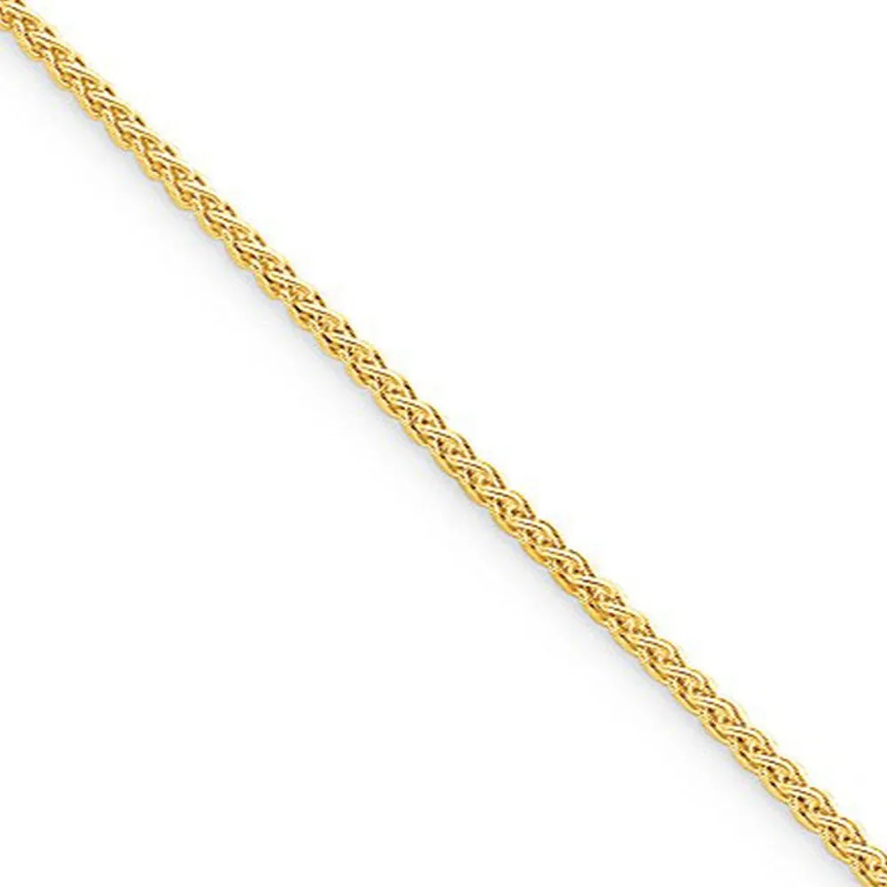 1.5mm 14k Yellow Gold Plate Sterling Silver Solid Spiga Chain Necklace