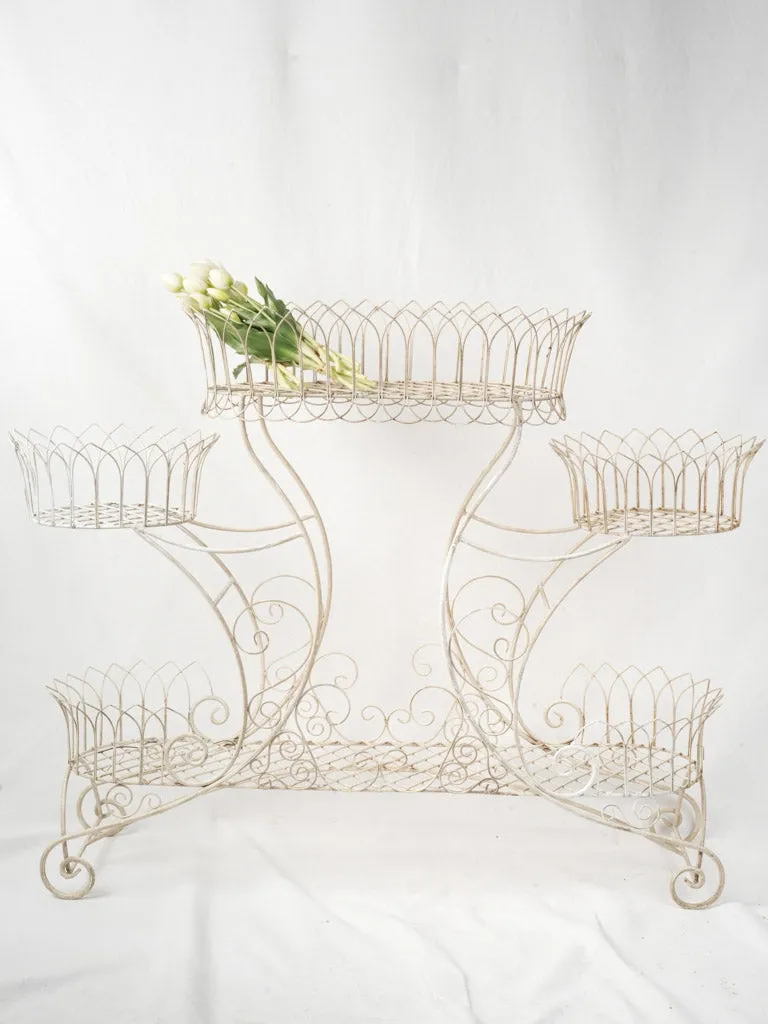 1930s-1950s French Wrought Iron Multi-Tiered Plant Stand 39"