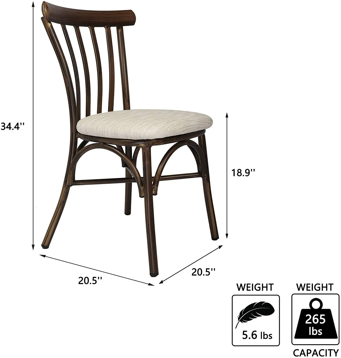 2 PCs Upholstered Dining Chairs Set, Aluminum Frame With Wood Finish, Modern PU Seat Style Suitable For Home And Restaurant Use