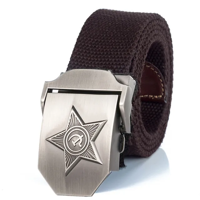 3D Five Rays Star Military Belt Old CCCP Army Patriotic Canvas Belt