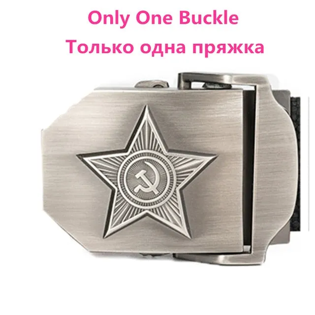 3D Five Rays Star Military Belt Old CCCP Army Patriotic Canvas Belt