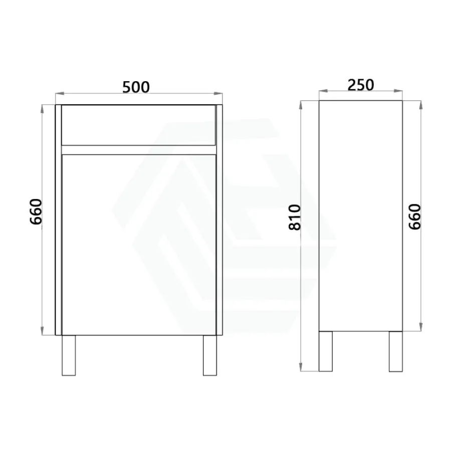 500x250x940mm Bathroom Vanity Dark Oak Cabinet Ceramic Top Freestanding PVC Filmed Floor Mini Narrow