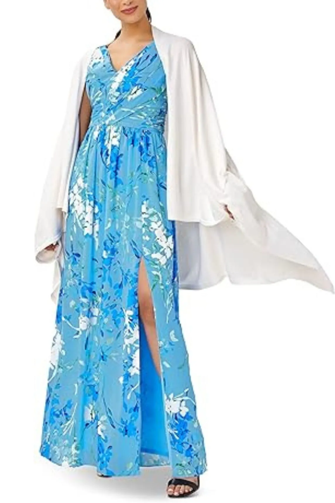 Adrianna Papell Floral Sleeveless Chiffon Gown