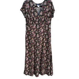 All That Jazz Vintage 80s Women's Empire Waist Floral V-Neck Maxi Dress - 11/12