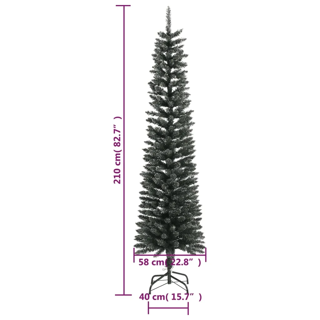 Artificial Slim Christmas Tree with Stand Green 210 cm PVC