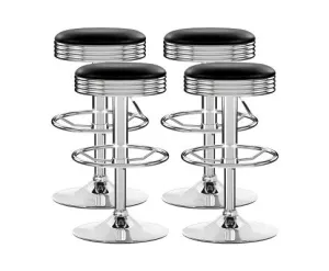 Artiss 4x Bar Stools Leather Padded Gas Lift Silver