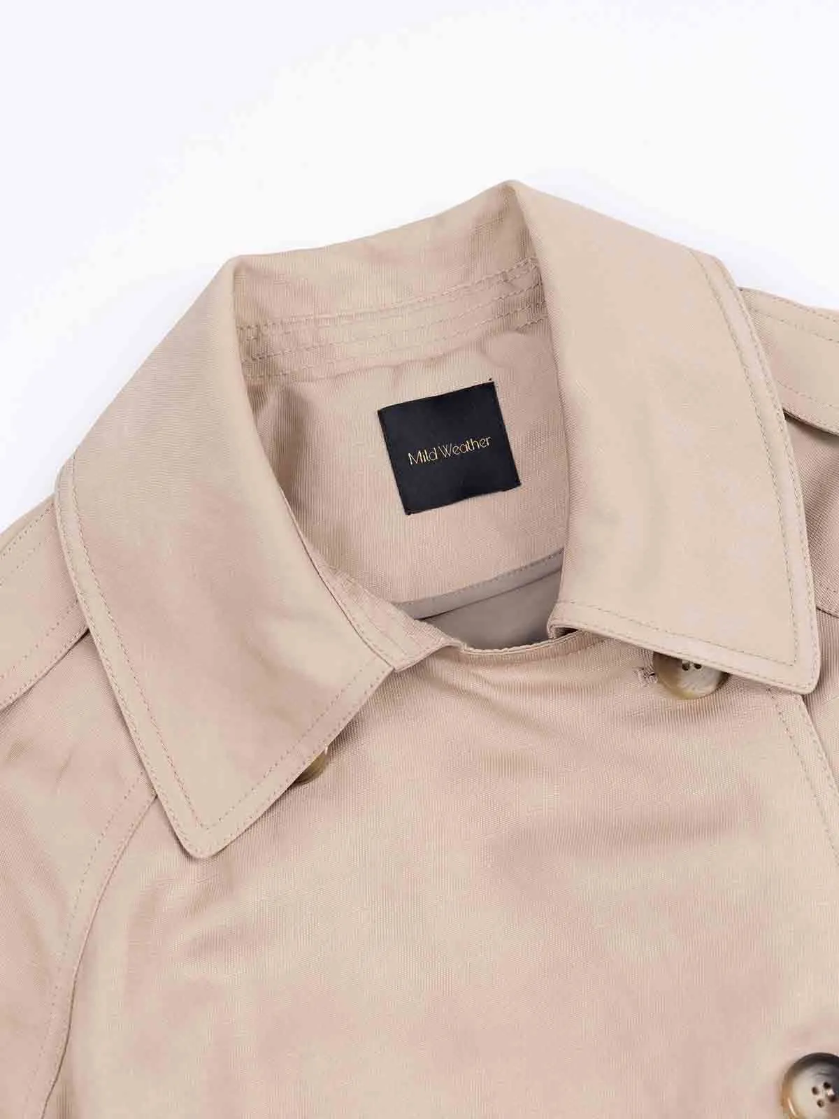 ASOBIO Double-Breasted A-Line Trench Coat