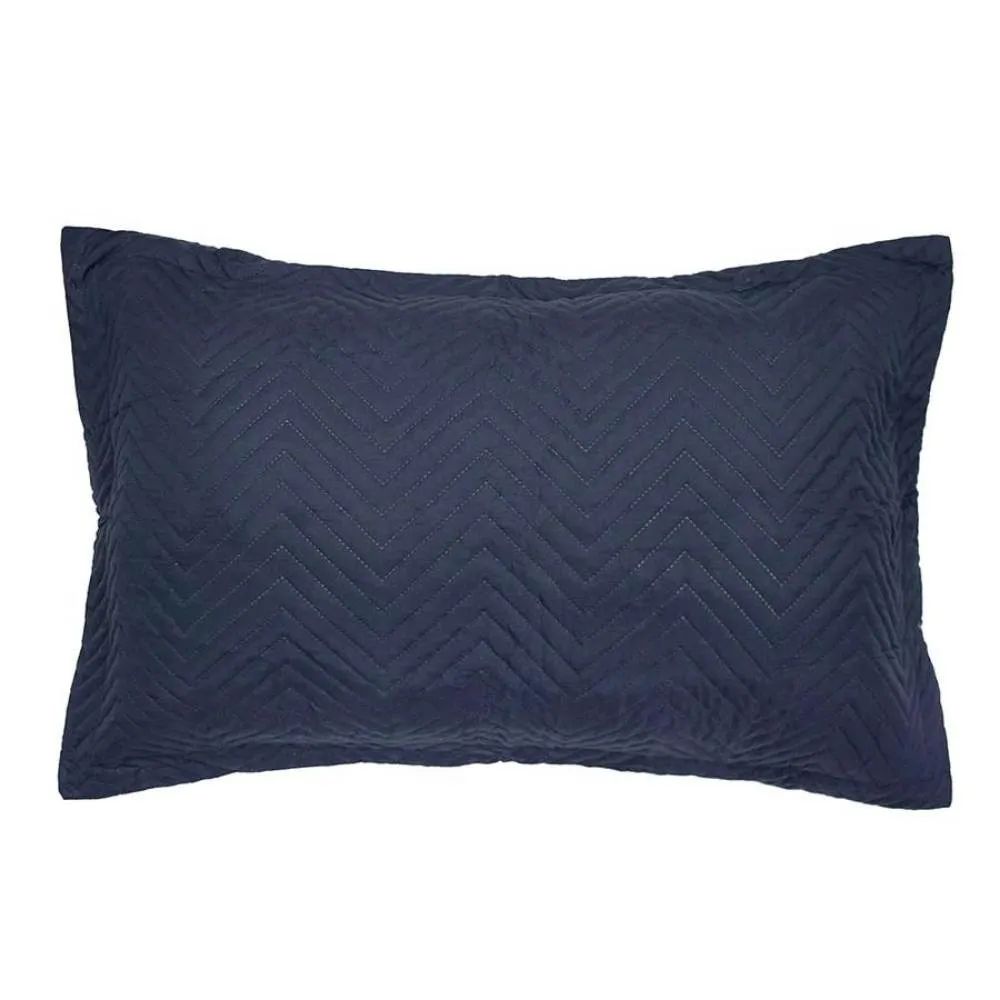 Bambury Herringbone Embossed Navy Coverlet