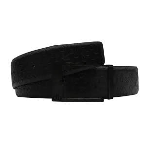 Black Db Icon Pattern Embossed Leather Belt With Black Classic Prong Buckle