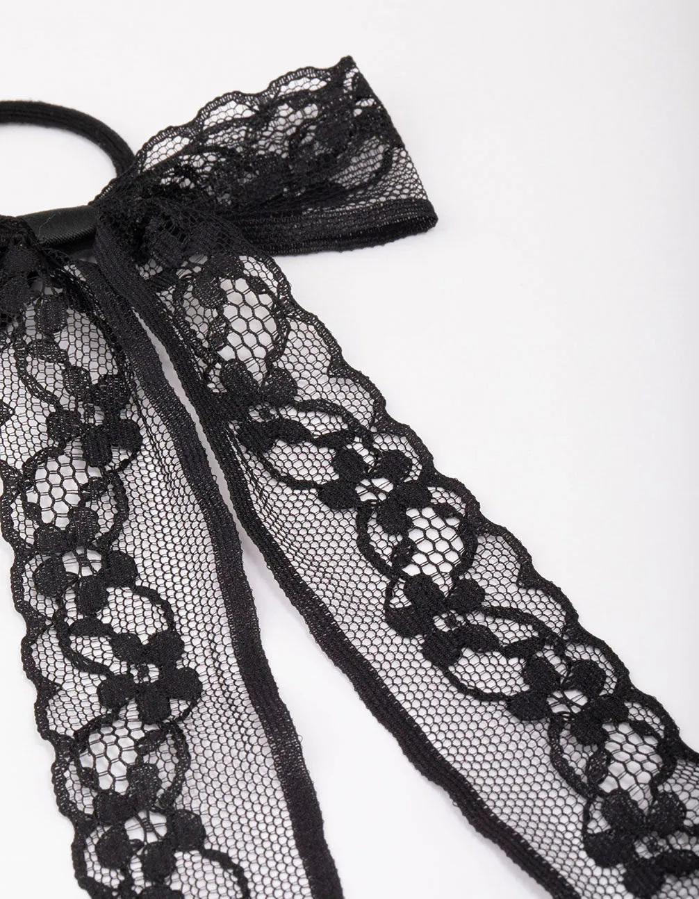 Black Lace Bow Hair Tie