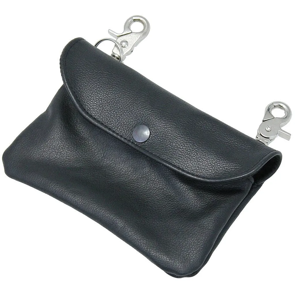 Black Leather Clip-On Hip Clip Bag #PKK13065K