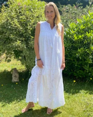 Broderie Anglaise Maxi Dress - White