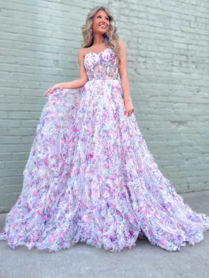 Charming Floral Long Prom Dresses Sweetheart Evening Gowns sea021