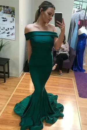 Charming Mermaid Off The Shoulder Satin Prom Dress Long Evening dress