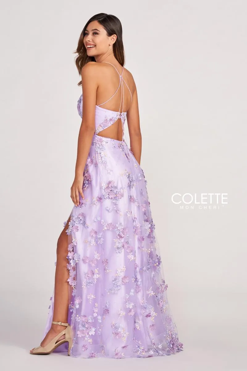 Colette 2056 Lavender Multi Floral Detail A-Line Dress - Size 0