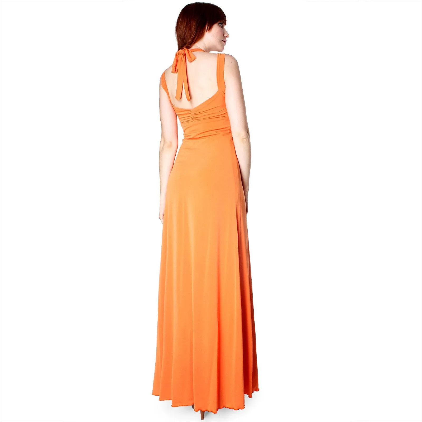 Cross Tie Halter Long Evening Dress