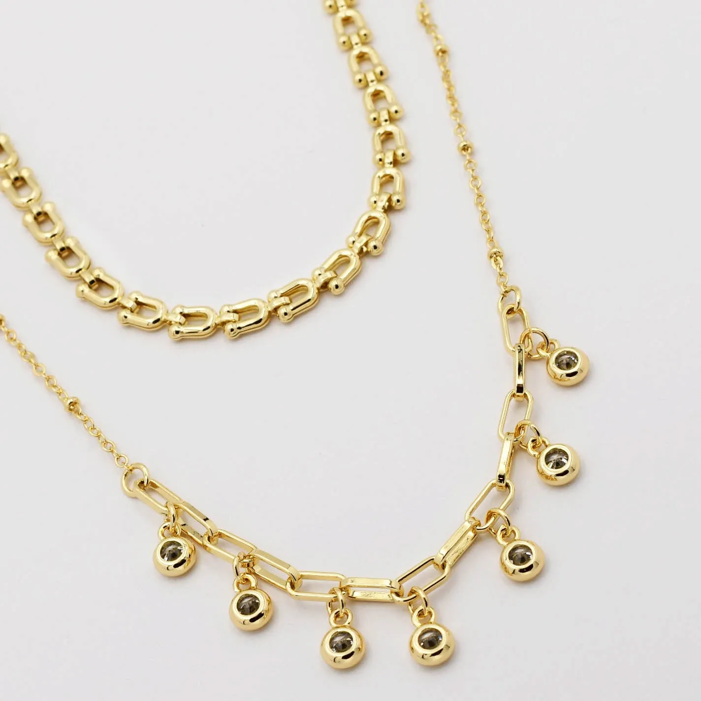 Crystal Dot Link Necklace M13