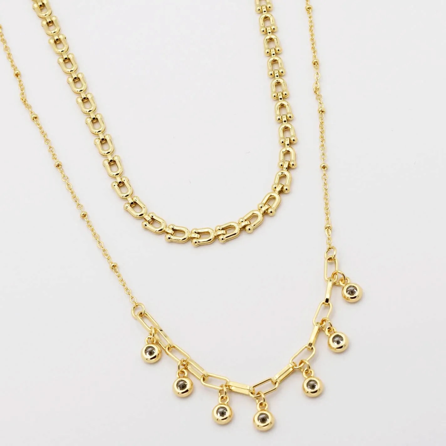 Crystal Dot Link Necklace M13