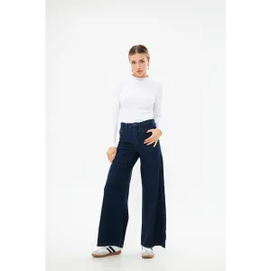 Dark Blue Puddle Wide Leg Jeans