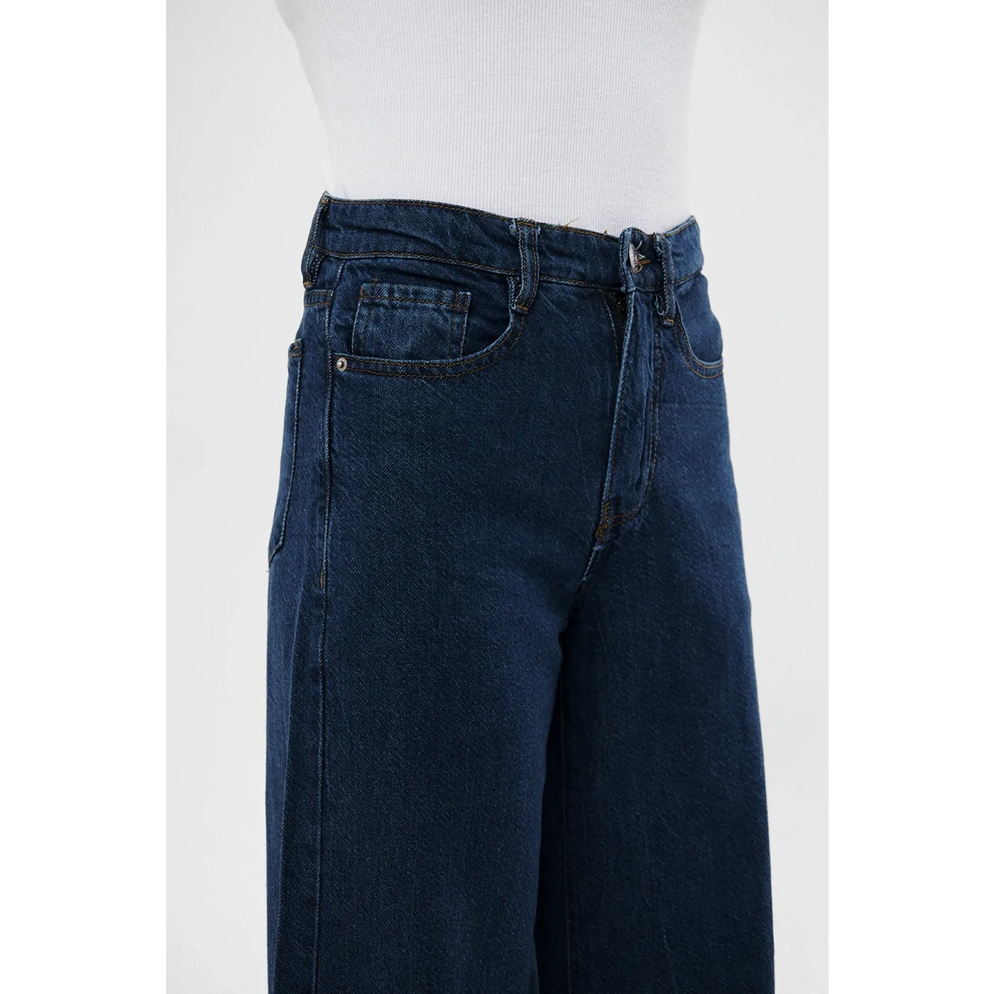 Dark Blue Puddle Wide Leg Jeans