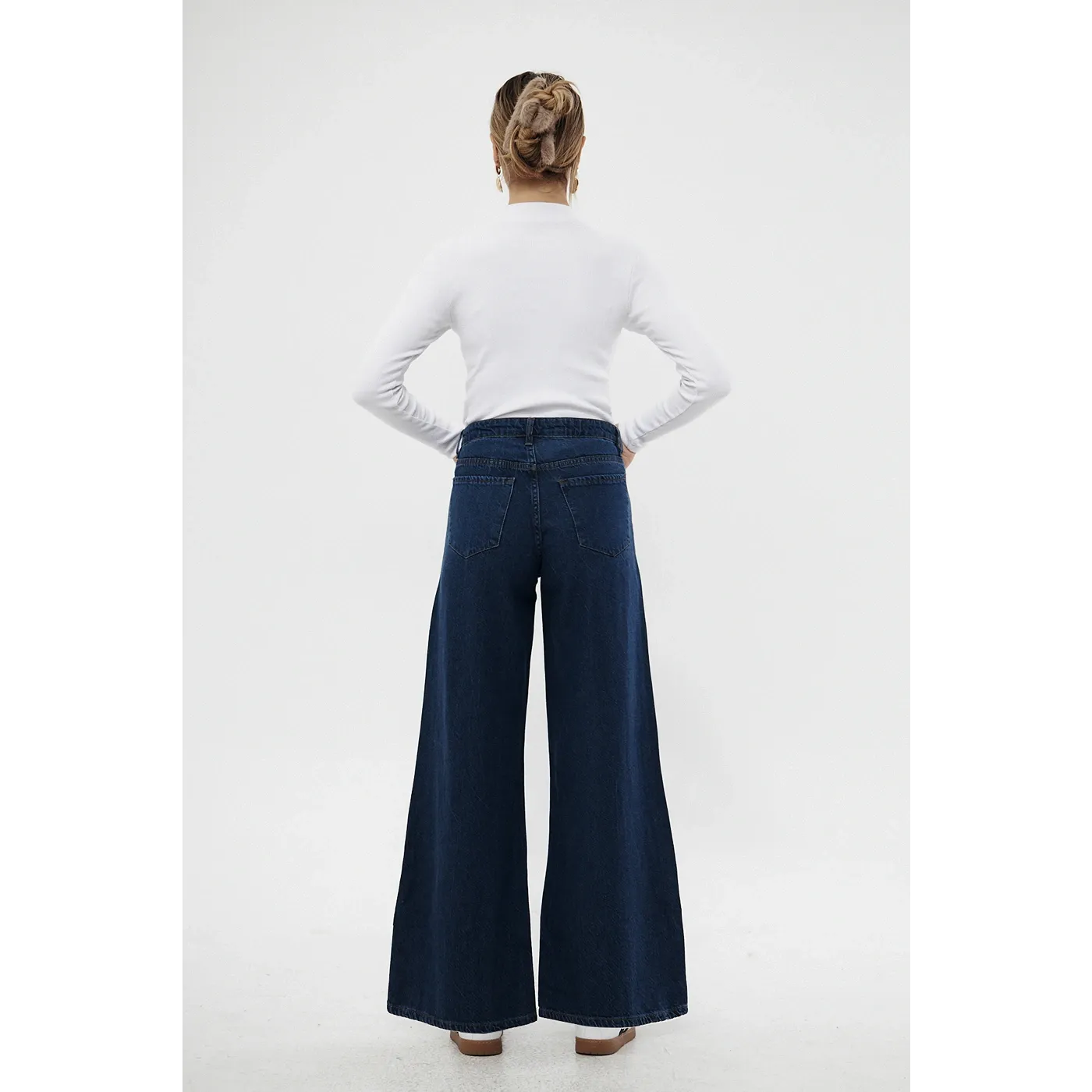 Dark Blue Puddle Wide Leg Jeans