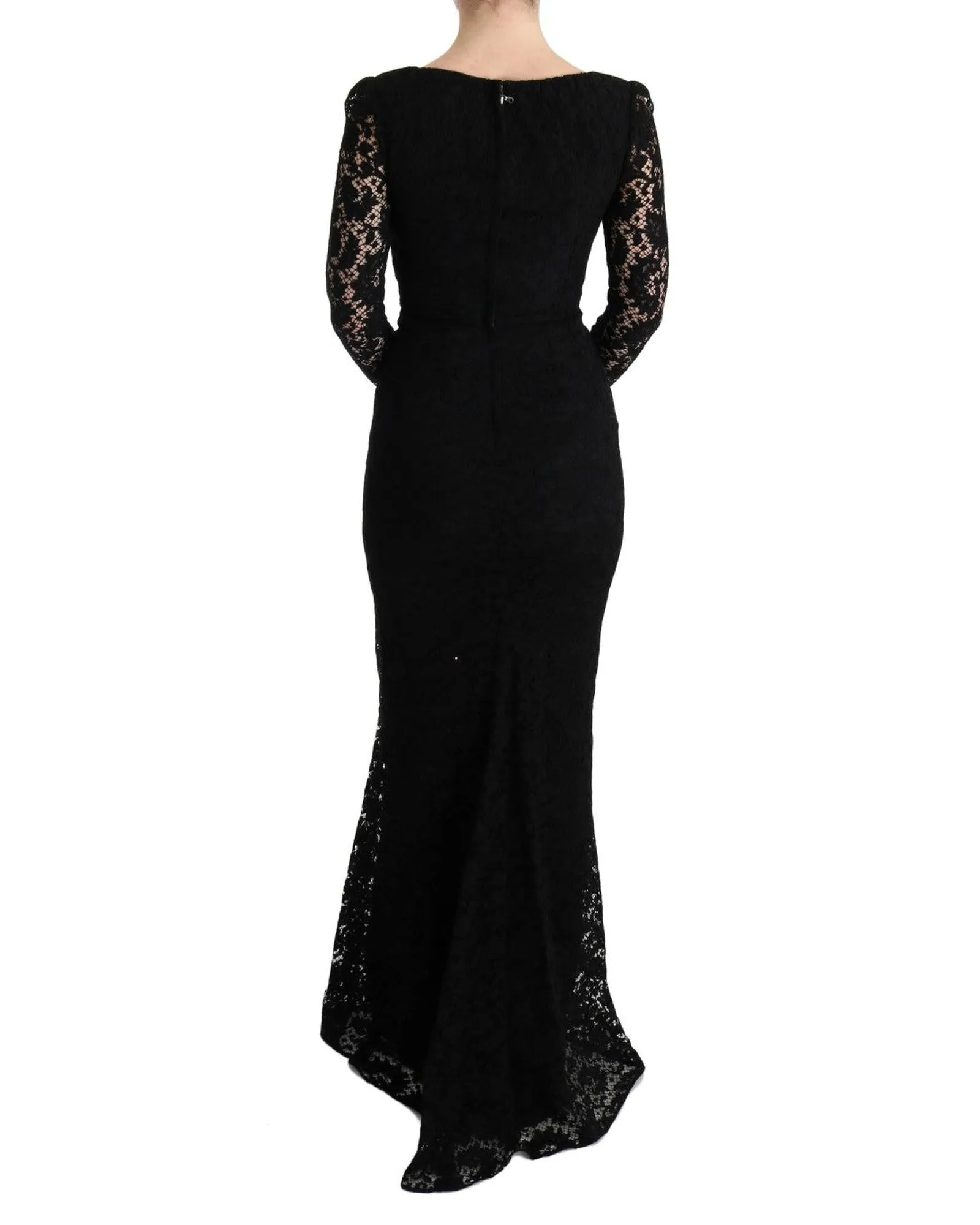 Dolce & Gabbana Black Lace Long Sleeve Maxi Dress