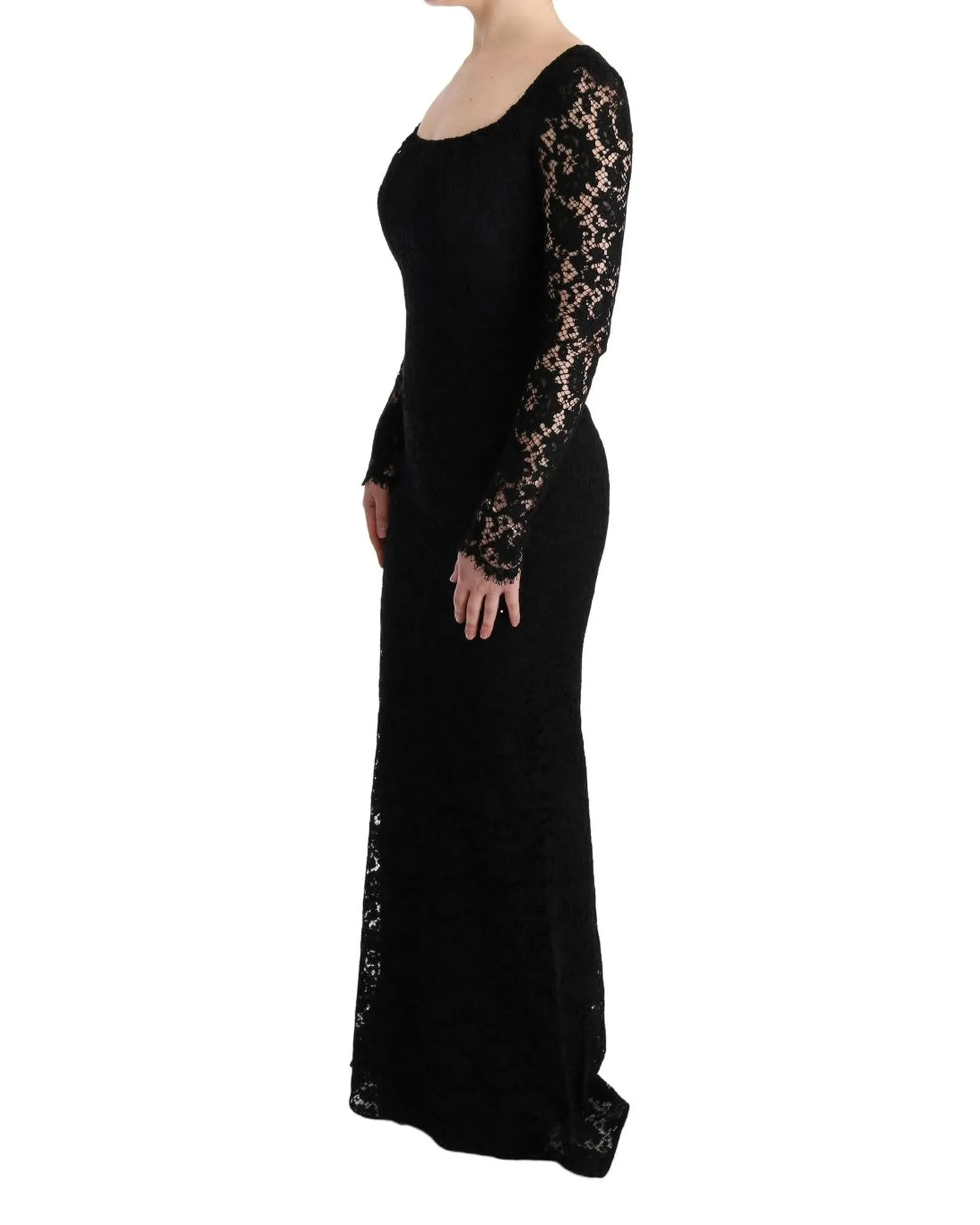 Dolce & Gabbana Black Lace Long Sleeve Maxi Dress