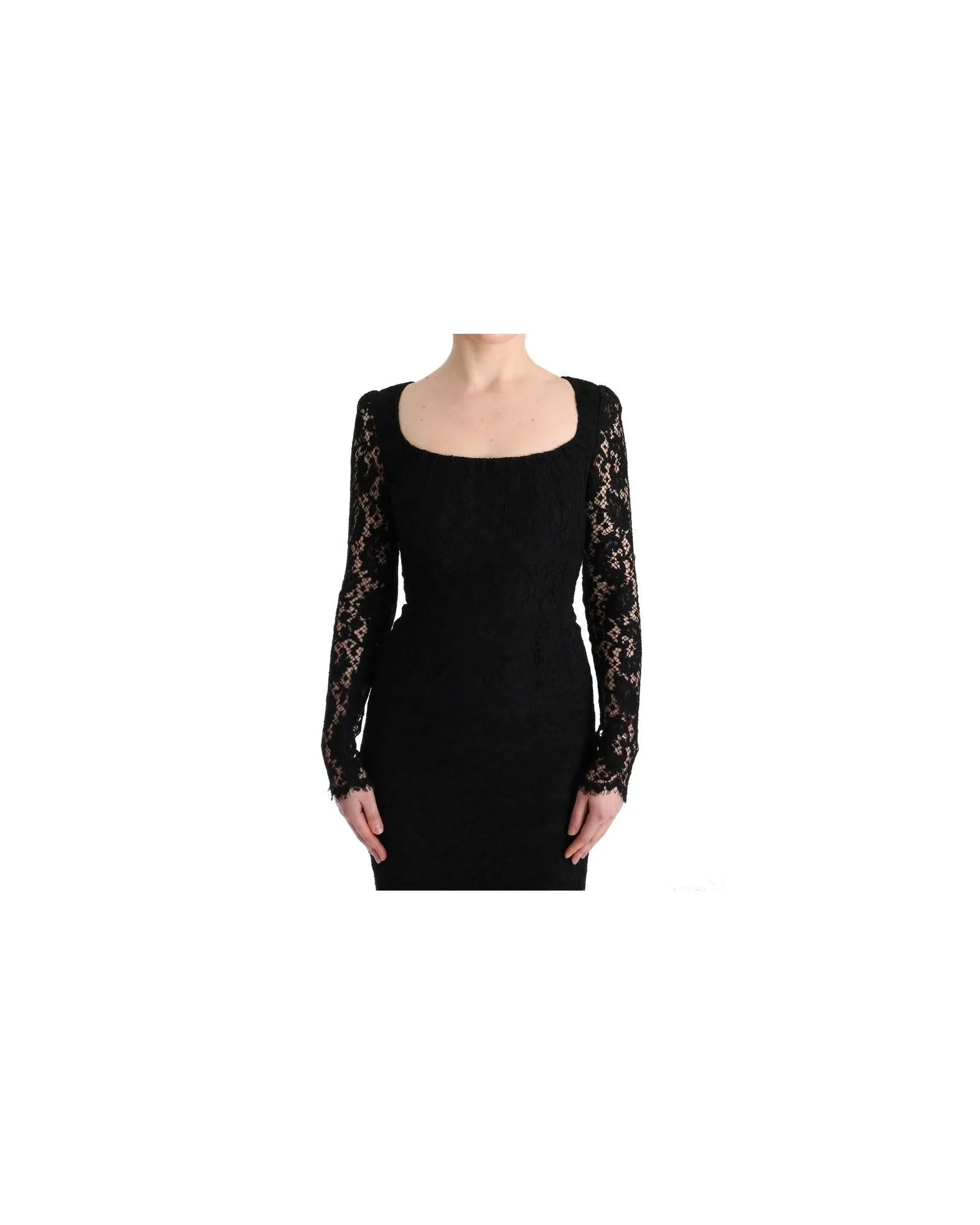 Dolce & Gabbana Black Lace Long Sleeve Maxi Dress