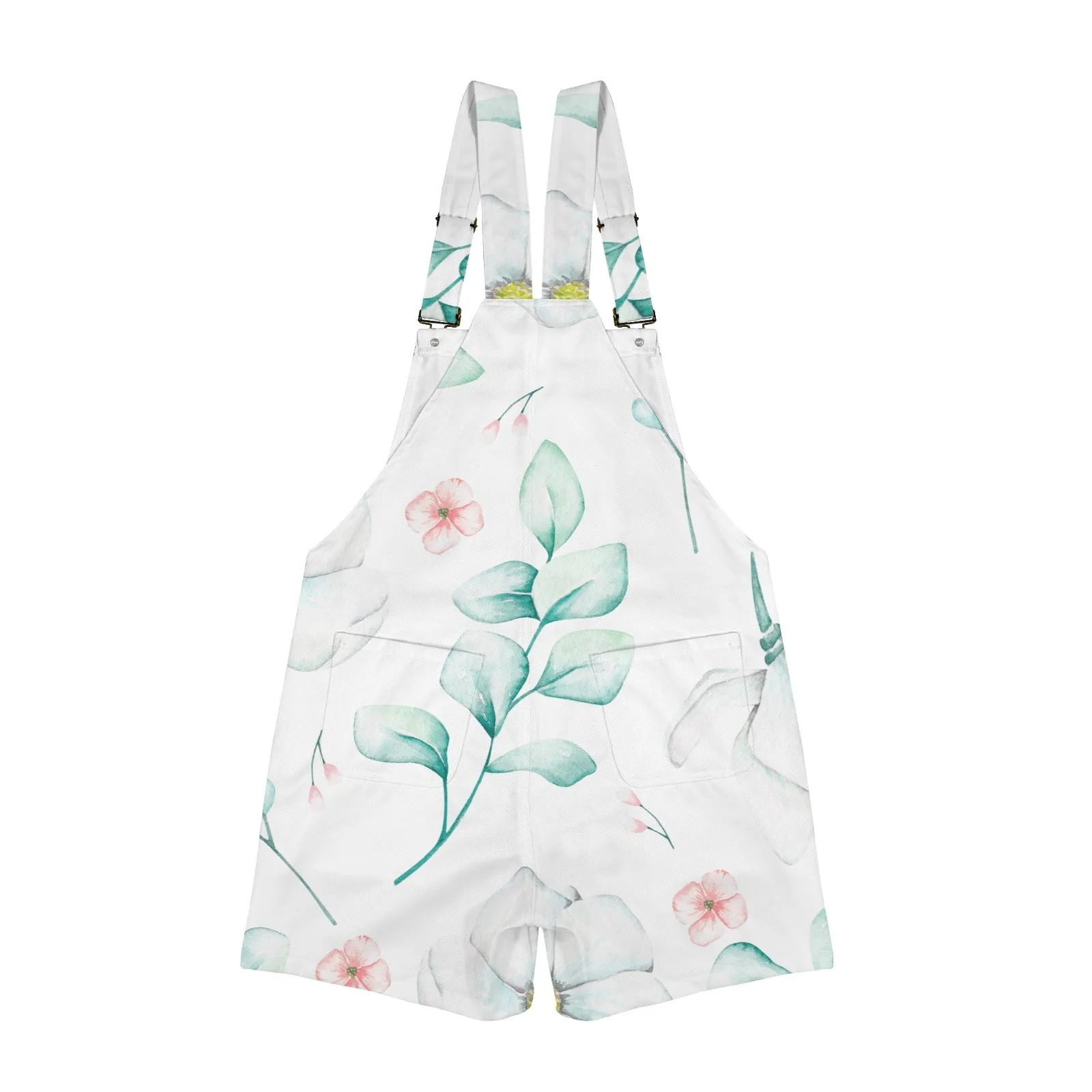 Eucalyptus Pink and white flowers Unisex Shorts Suspender Jumpsuit