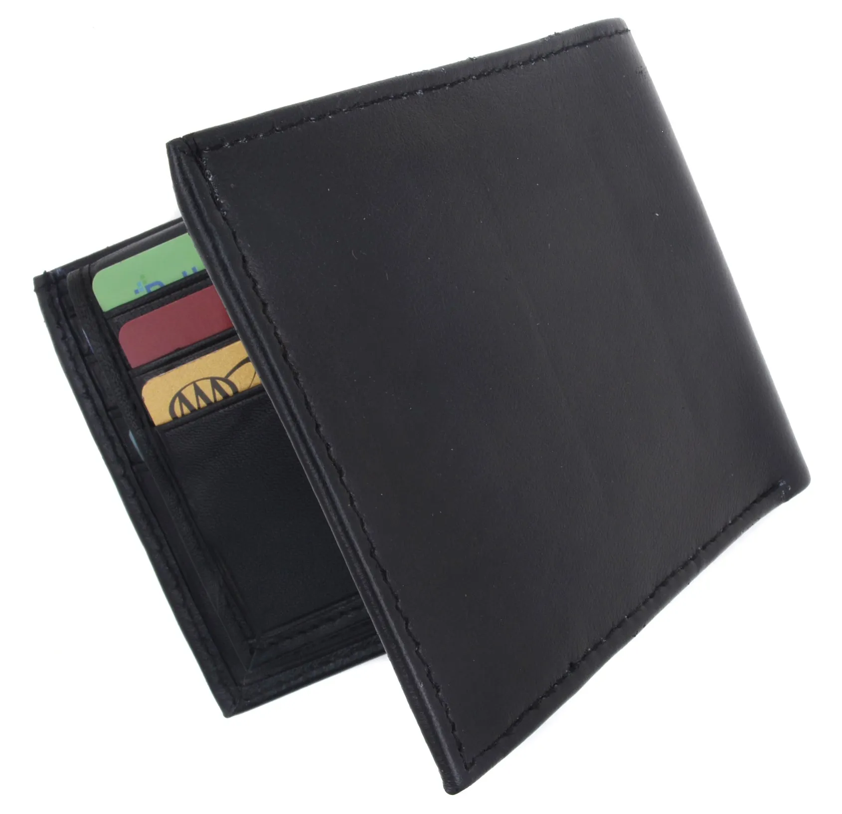 Genuine Cowhide  Leather Bifold Credit Card ID Holder Wallet with Coin Pouch 59CF