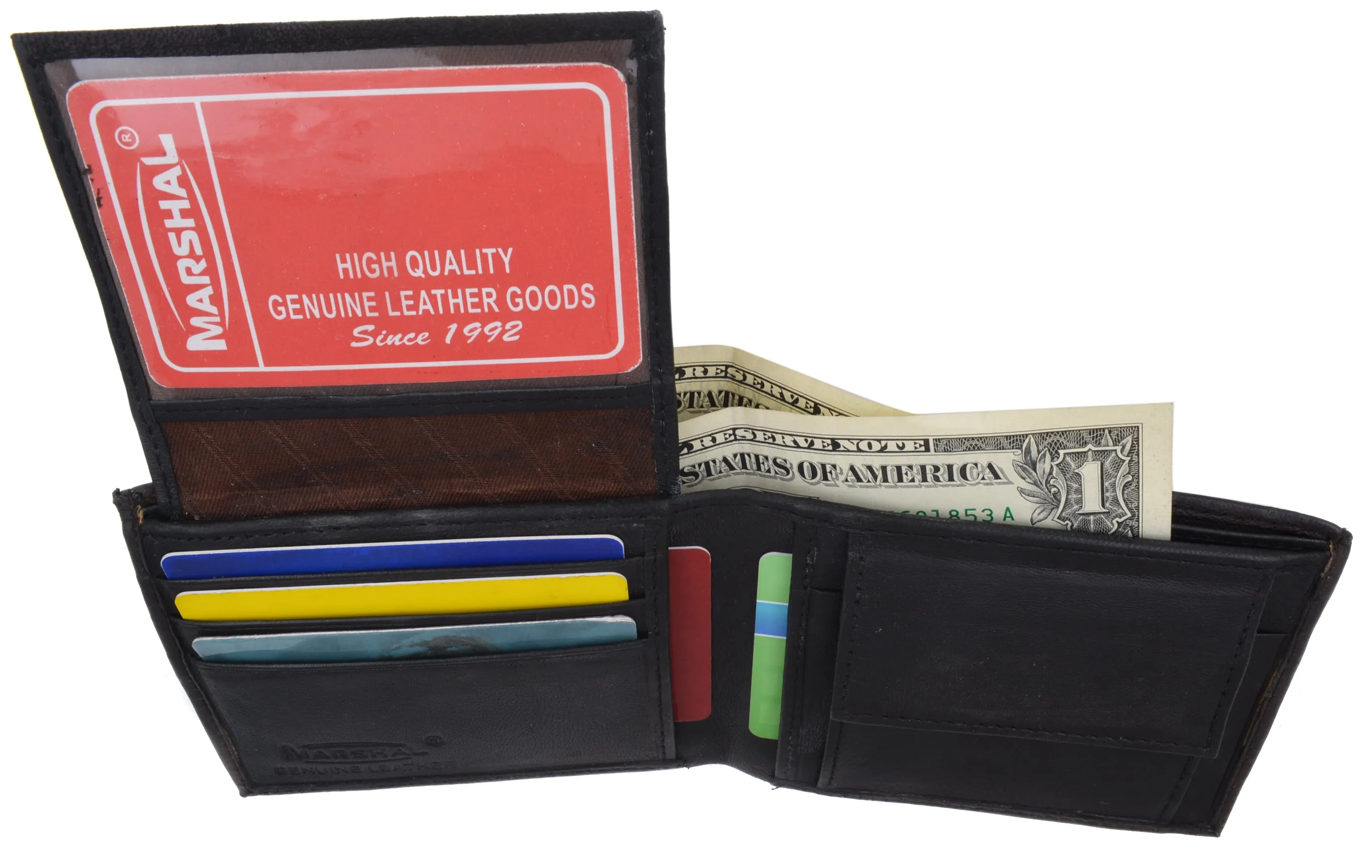 Genuine Cowhide  Leather Bifold Credit Card ID Holder Wallet with Coin Pouch 59CF