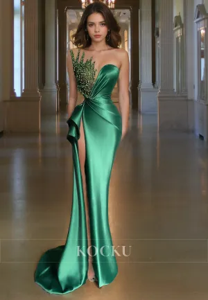 Glamorous & Dramatic Sleeveless Split V-Neck Evening Party Prom Dress