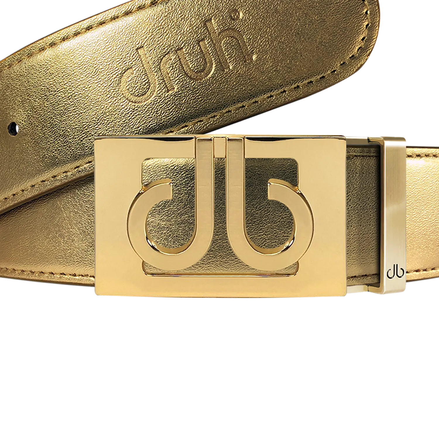 Gold Plain Leather Texture Belt with buckle