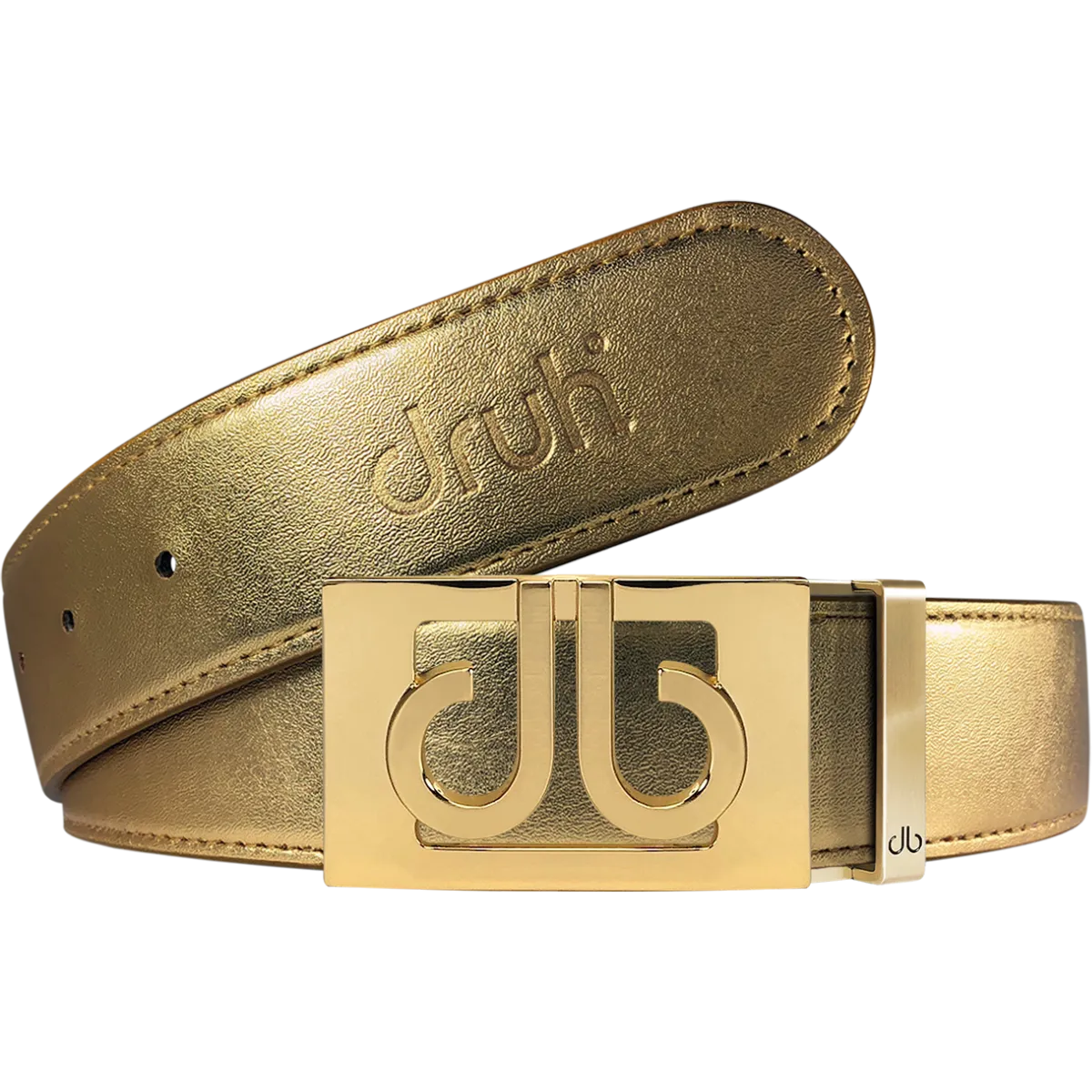 Gold Plain Leather Texture Belt with buckle