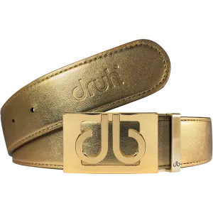 Gold Plain Leather Texture Belt with buckle