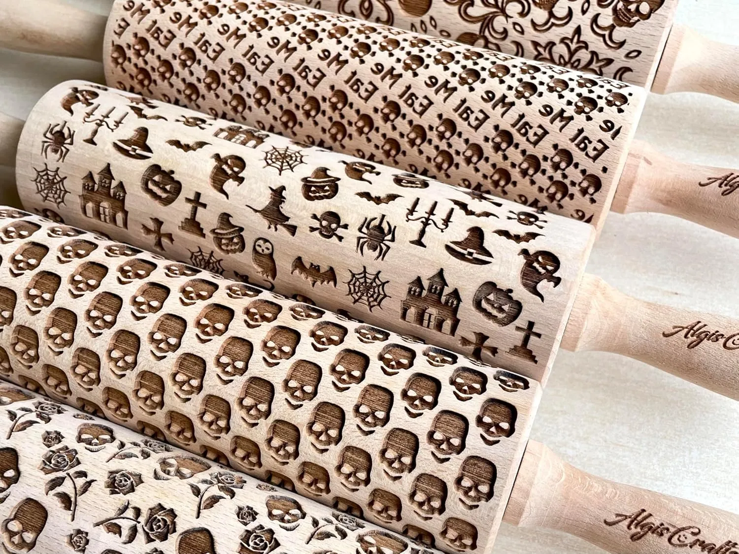 Halloween Rolling Pin Laser Engraved Dough Roller