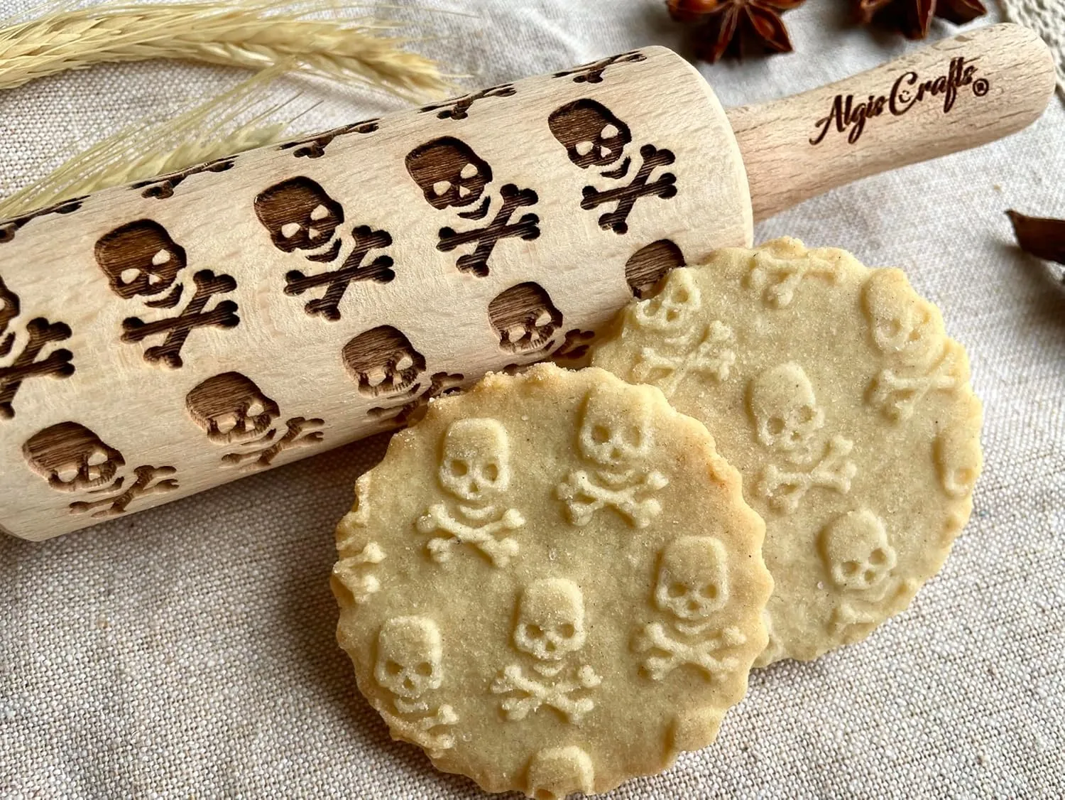 Halloween Rolling Pin Laser Engraved Dough Roller