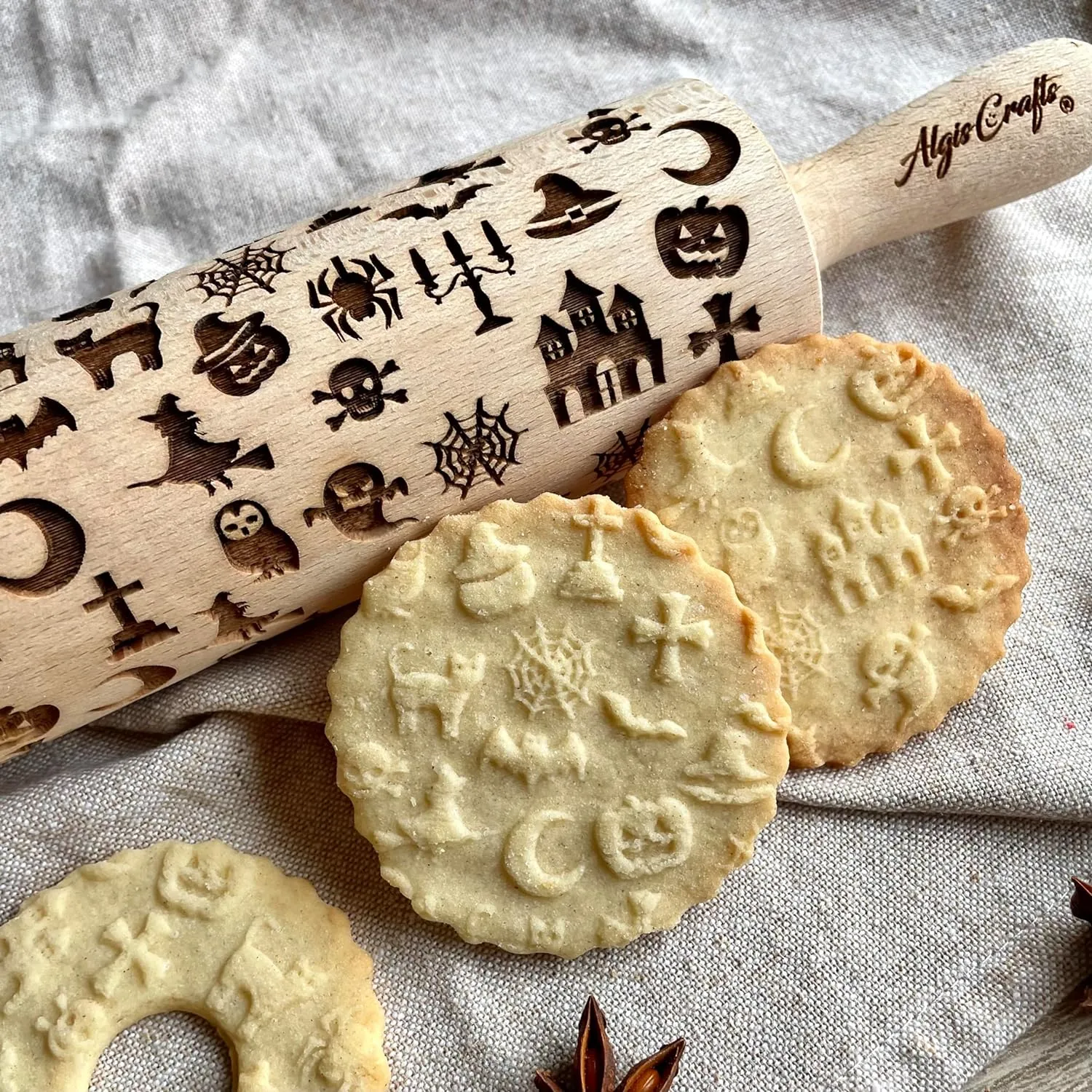 Halloween Rolling Pin Laser Engraved Dough Roller