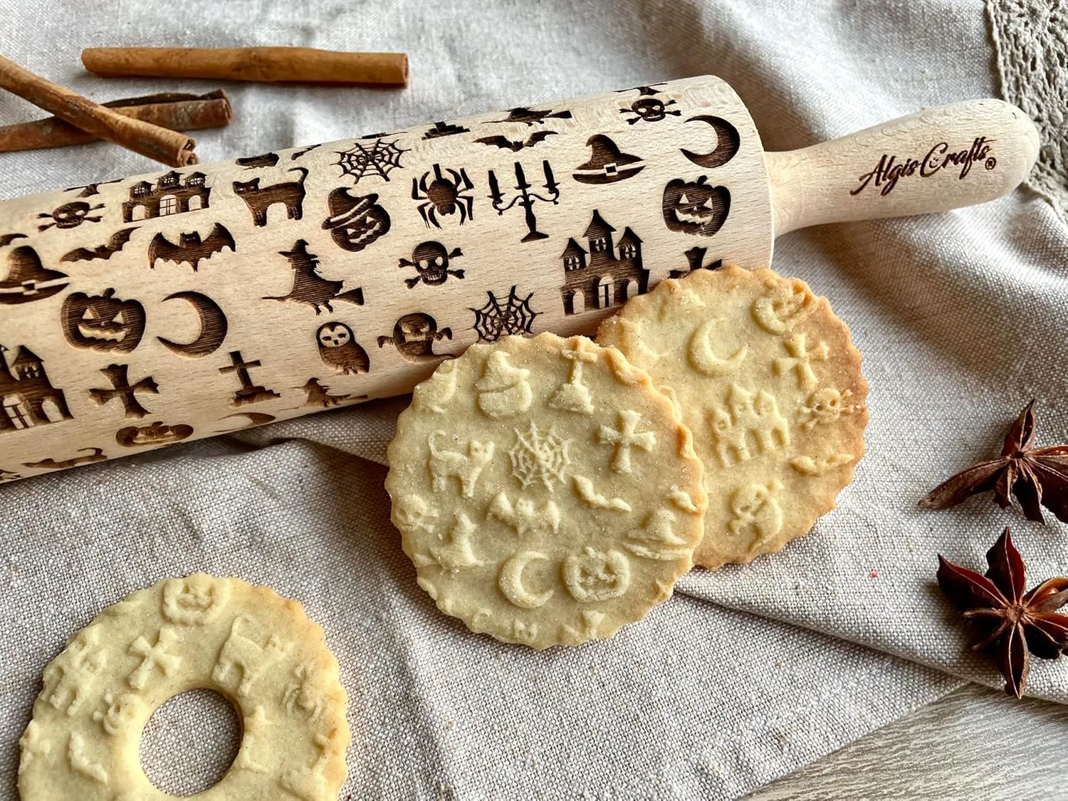 Halloween Rolling Pin Laser Engraved Dough Roller