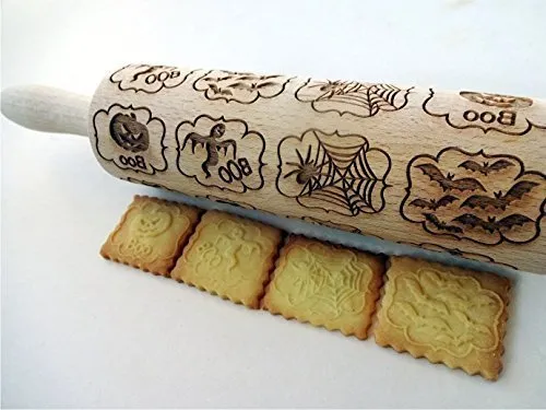 Halloween Rolling Pin Laser Engraved Dough Roller